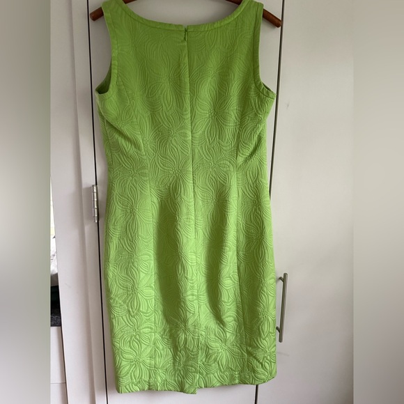 Talbots Chartreuse Embossed Sheath Dress, 4, MSRP $149 - Picture 3 of 11